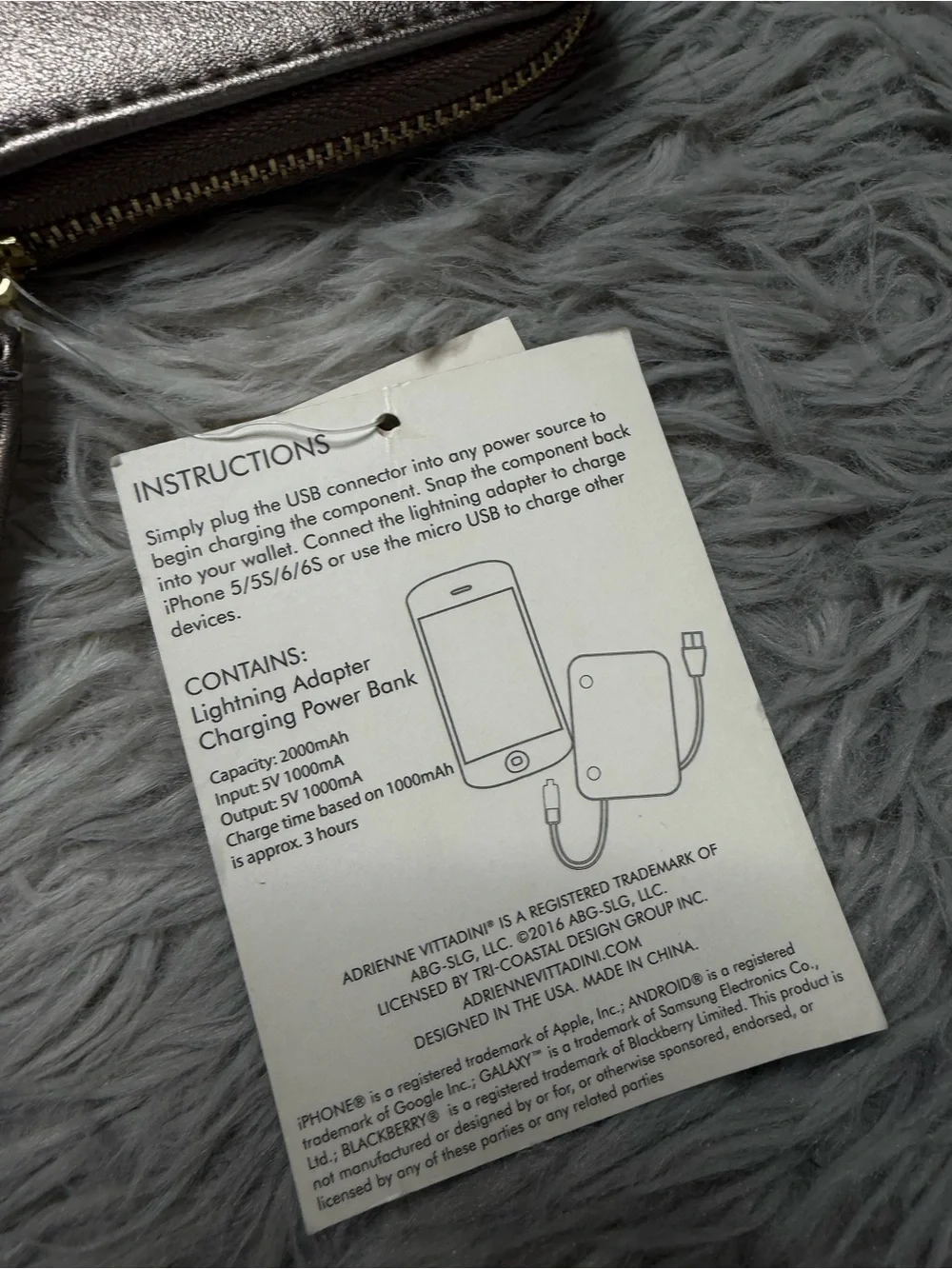 Adrienne Vittadini Phone Charging Port Wallet